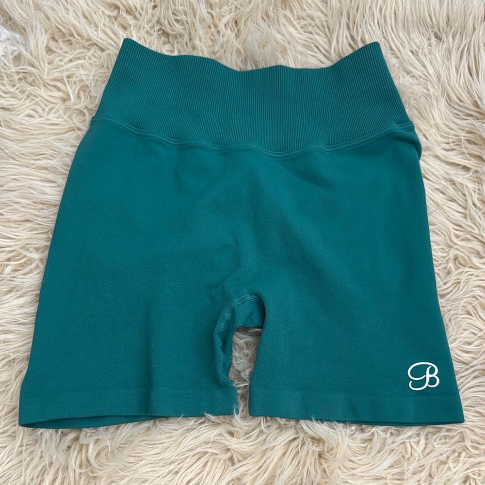 Bombshell Sportswear Seamless Teal High-Waisted Shorts XS